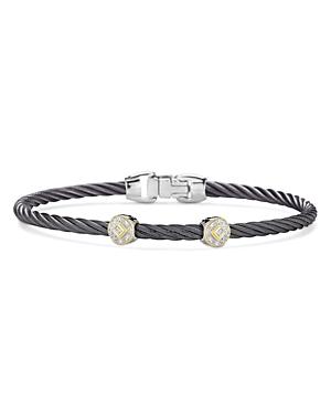 Alor Two-station Cable Bangle Bracelet With Diamonds