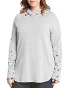 Karen Kane Plus Star Print Hooded Sweatshirt