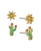Nadri Desert Oasis Sun & Cactus Stud Earrings, Set Of 2