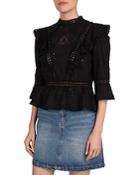 The Kooples Solar Flowers Cotton Broderie Top