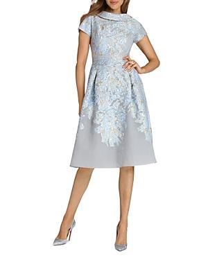 Teri Jon By Rickie Freeman Metallic Jacquard Cocktail Dress