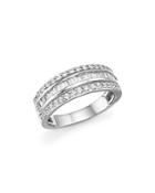 Diamond Round And Baguette Band In 14k White Gold, .95 Ct. T.w.