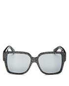 Saint Laurent Mirrored Oversized Square Glitter Sunglasses, 55mm
