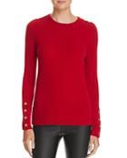 C By Bloomingdale's Button Crewneck Cashmere Sweater