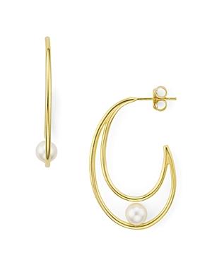 Argento Vivo Cultured Freshwater Pearl Detail Earrings In 18k Gold-plated Sterling Silver