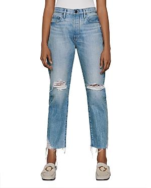 Frame Le Original High Rise Distressed Straight Leg Jeans In Limelight Chew