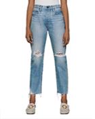 Frame Le Original High Rise Distressed Straight Leg Jeans In Limelight Chew
