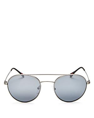 Prada Mirrored Brow Bar Round Sunglasses, 51mm
