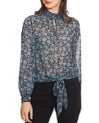 1.state Wild Blooms Smocked Tie Front Top
