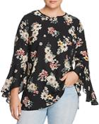 Vince Camuto Plus Floral Bell-sleeve Top