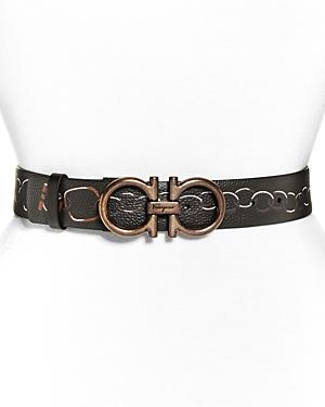 Salvatore Ferragamo Women's Gancini Chain Print Leather Belt