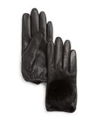 Aqua Rabbit Fur Pom-pom Leather Tech Gloves - 100% Exclusive