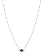 Bloomingdale's Ruby & Diamond Oval Pendant Necklace In 14k White Gold, 16 - 100% Exclusive