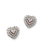 Bloomingdale's Diamond Heart Stud Earrings In 14k Rose & White Gold, 0.33 Ct. T.w. - 100% Exclusive