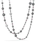 David Yurman Bijoux Bead Link Dyed Gray Cultured Freshwater Pearl Necklace With Hematine And Rhodolite Garnet