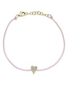Moon & Meadow 14k Yellow Gold Diamond Pave Heart Pink Cord Bracelet
