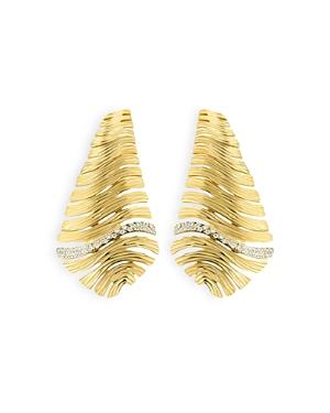 Hueb 18k Yellow Gold Plisse Diamond Statement Earrings