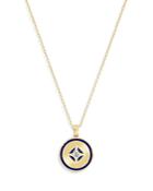 De Beers Forevermark Navy Icon Medallion Necklace With Diamond Accent In 18k Yellow Gold, 22-24