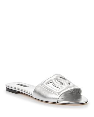 Dolce & Gabbana Women's Cutout Logo Flat Slide Sandals