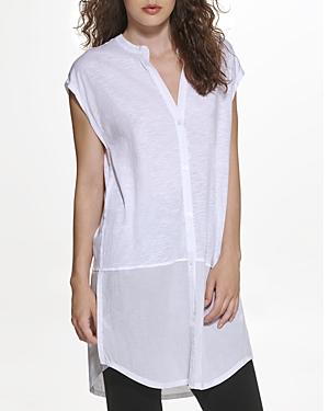 Dkny Mixed Media Tunic Shirt