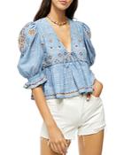 Free People Tallulah Embroidered Blouse