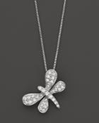 Diamond  Dragonfly Pendant Necklace In 14k White Gold, 0.10 Ct. T.w.