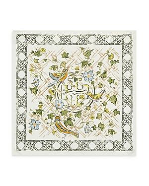 Tory Burch Painted Caning With Birds Silk Neckerchief