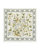 Tory Burch Painted Caning With Birds Silk Neckerchief