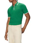 Ted Baker Belsiz Cotton Blend Tipped Regular Fit Quarter Zip Polo Shirt