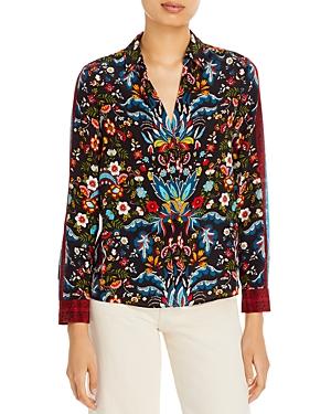 Alice And Olivia Eloise Silk Printed Blouse