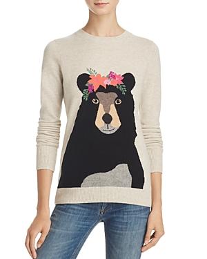 Aqua Cashmere Bear Flower Crown Intarsia Sweater - 100% Exclusive