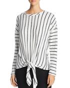 Coin Brushed Tie-front Striped Top