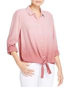 Beachlunchlounge Yumi Dip-dyed Crinkled Tie-front Shirt