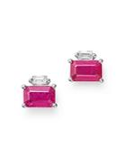 Bloomingdale's Ruby & Diamond-accent Stud Earrings In 14k White Gold - 100% Exclusive