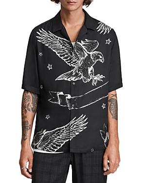 Allsaints Otis Eagle Print Relaxed Fit Button Down Camp Shirt