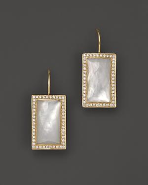 Ippolita 18k Gold Gelato Small Baguette Mother-of-pearl Earrings With Diamonds