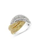 Bloomingdale's White Diamond & Yellow Diamond Pave Twist Statement Ring In 14k Yellow & White Gold, 2.74 Ct. T.w. - 100% Exclusive