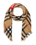 Burberry Logo Graphic Check Cashmere Large Square Scarf