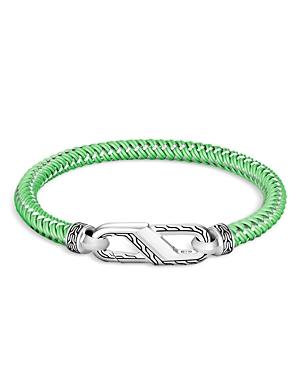 John Hardy Men's Sterling Silver Classic Woven Green Rubber Carabiner Clasp Bracelet