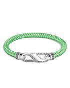 John Hardy Men's Sterling Silver Classic Woven Green Rubber Carabiner Clasp Bracelet