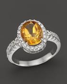 Citrine And Diamond Ring In 14k White Gold