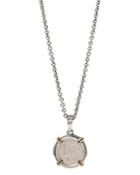 John Varvatos Sterling Silver & Brass Artisan Metals Mercury Dime Pendant Necklace, 24