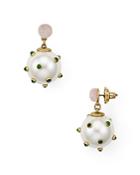 Tory Burch Studded Simulated Pearl Drop Earrings