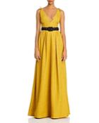 Rebecca Vallance Greta Plunging Belted Gown
