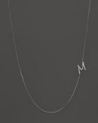 Kc Designs Diamond Side Initial M Necklace In 14k White Gold, .08 Ct. T.w.