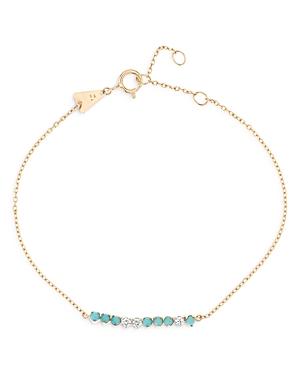 Adina Reyter 14k Yellow Gold Turquoise & Diamond Bar Bracelet