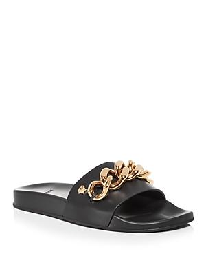 Versace Women's Chain Leather Slide Sandals