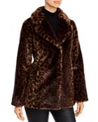 Donna Karan New York Leopard Print Faux Fur Jacket