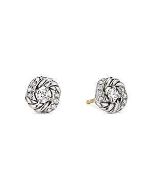 David Yurman Sterling Silver Petite Infinity Stud Earrings With Diamonds