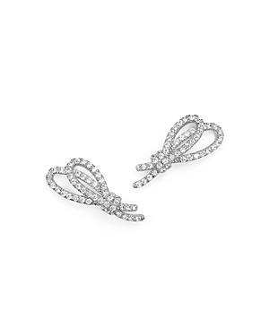 Diamond Ribbon Earrings In 14k White Gold, .50 Ct. T.w.